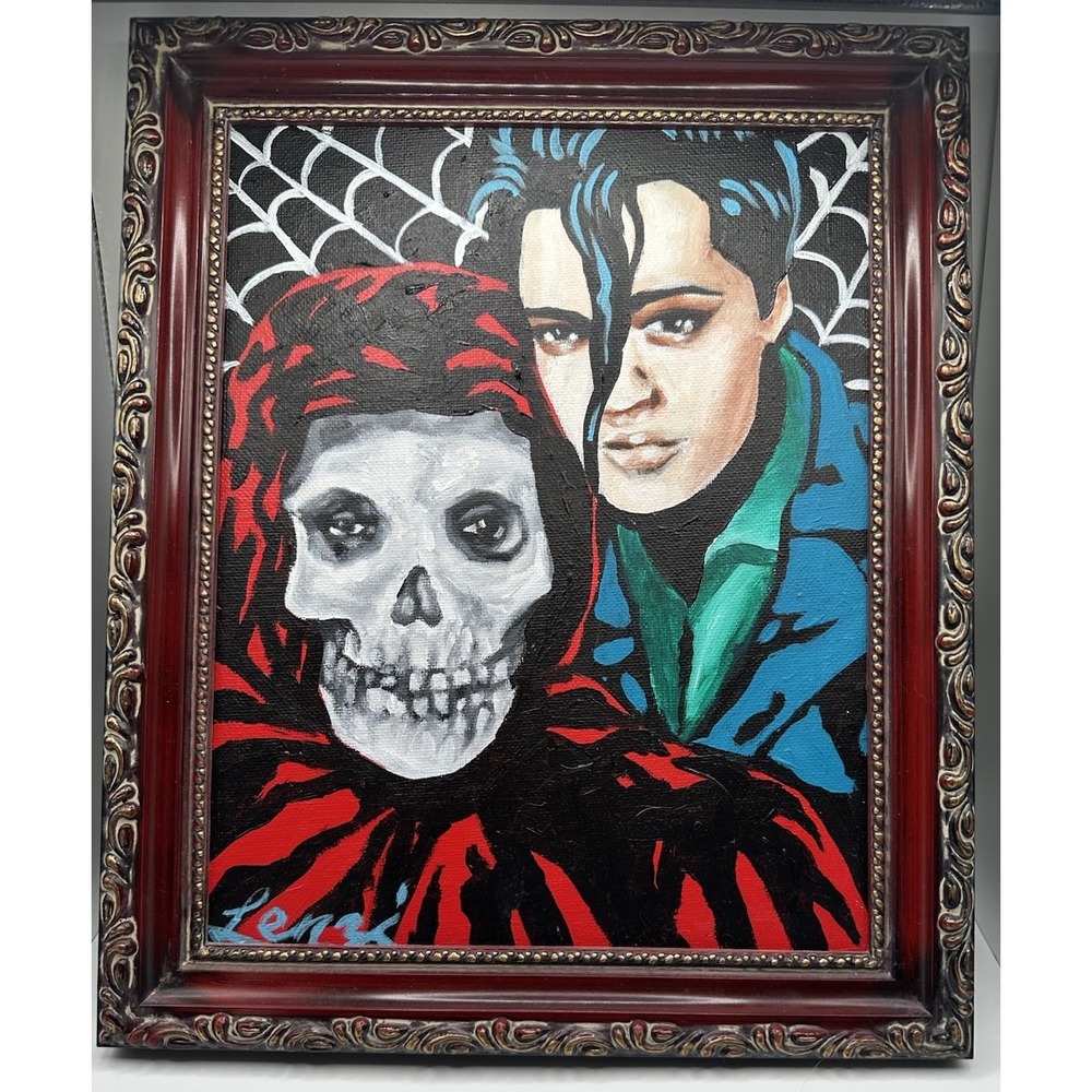 Original Chad Lenzi Art! Elvis & Misfits Art! Signed Framed !